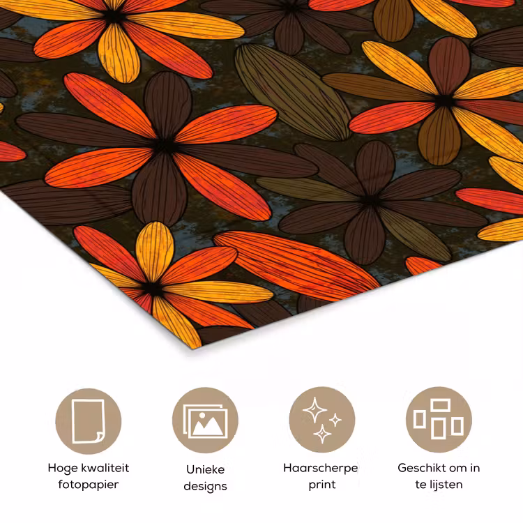 Poster - Oranje - Retro - Bloemen - Herfst — 5