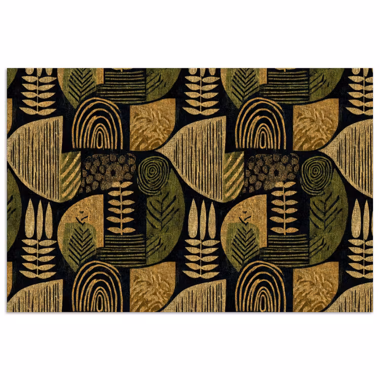 Poster - Zwart - Okergeel - Botanisch - Textuur — 1