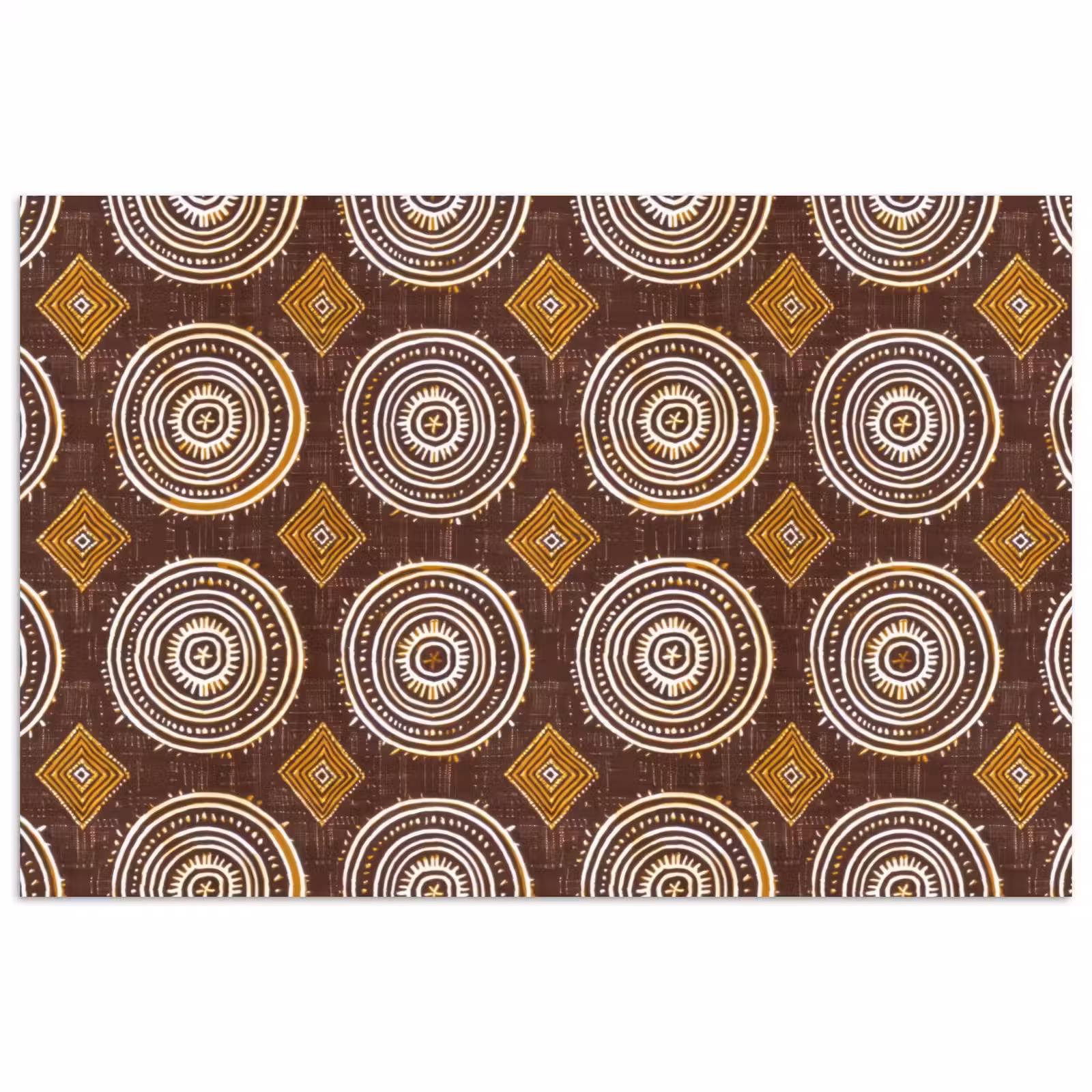 Poster - Chocoladebruin - Etnisch - Tribaal - Cirkels - Patroon — 1