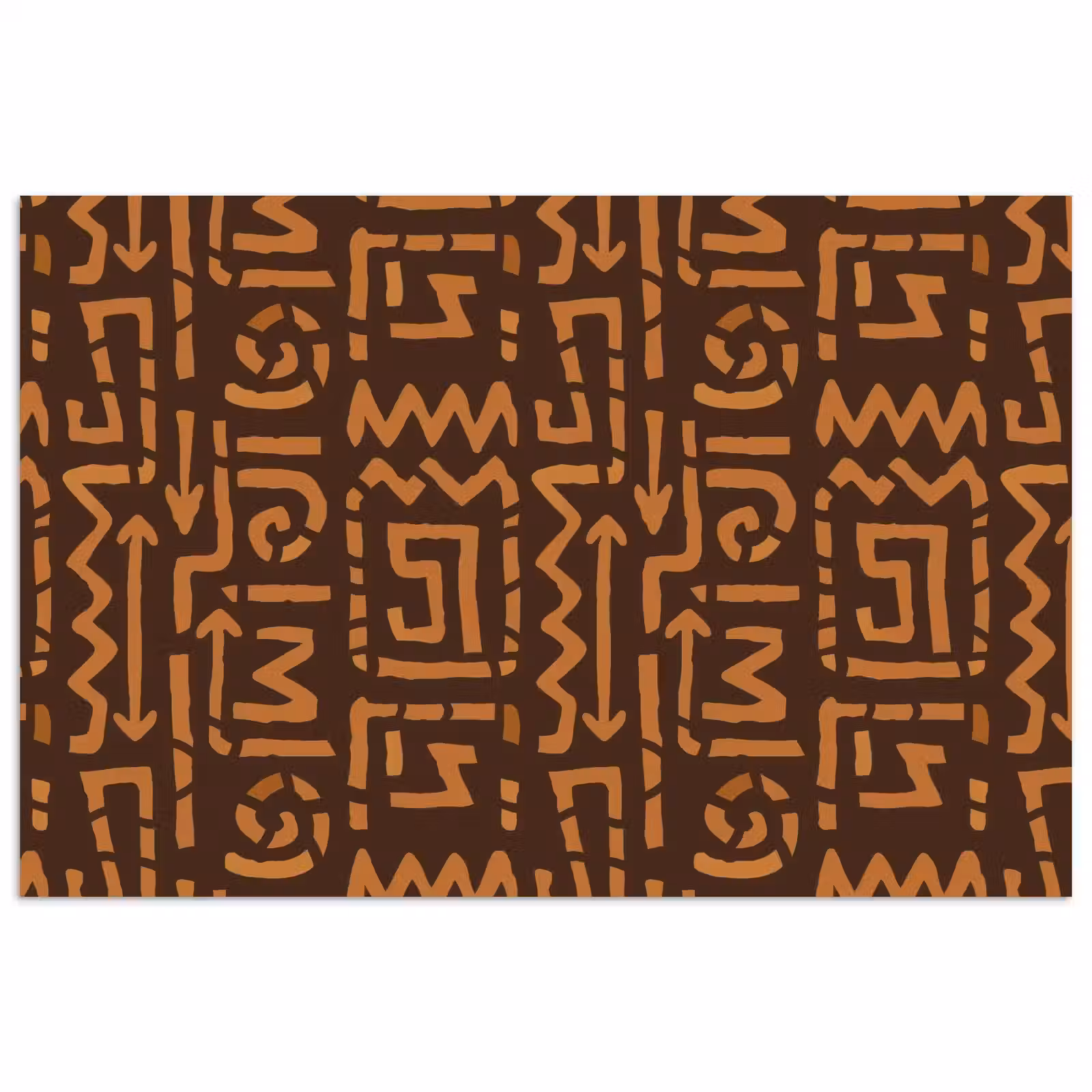Poster - Chocoladebruin - Etnisch - Tribaal - Symbolen — 1