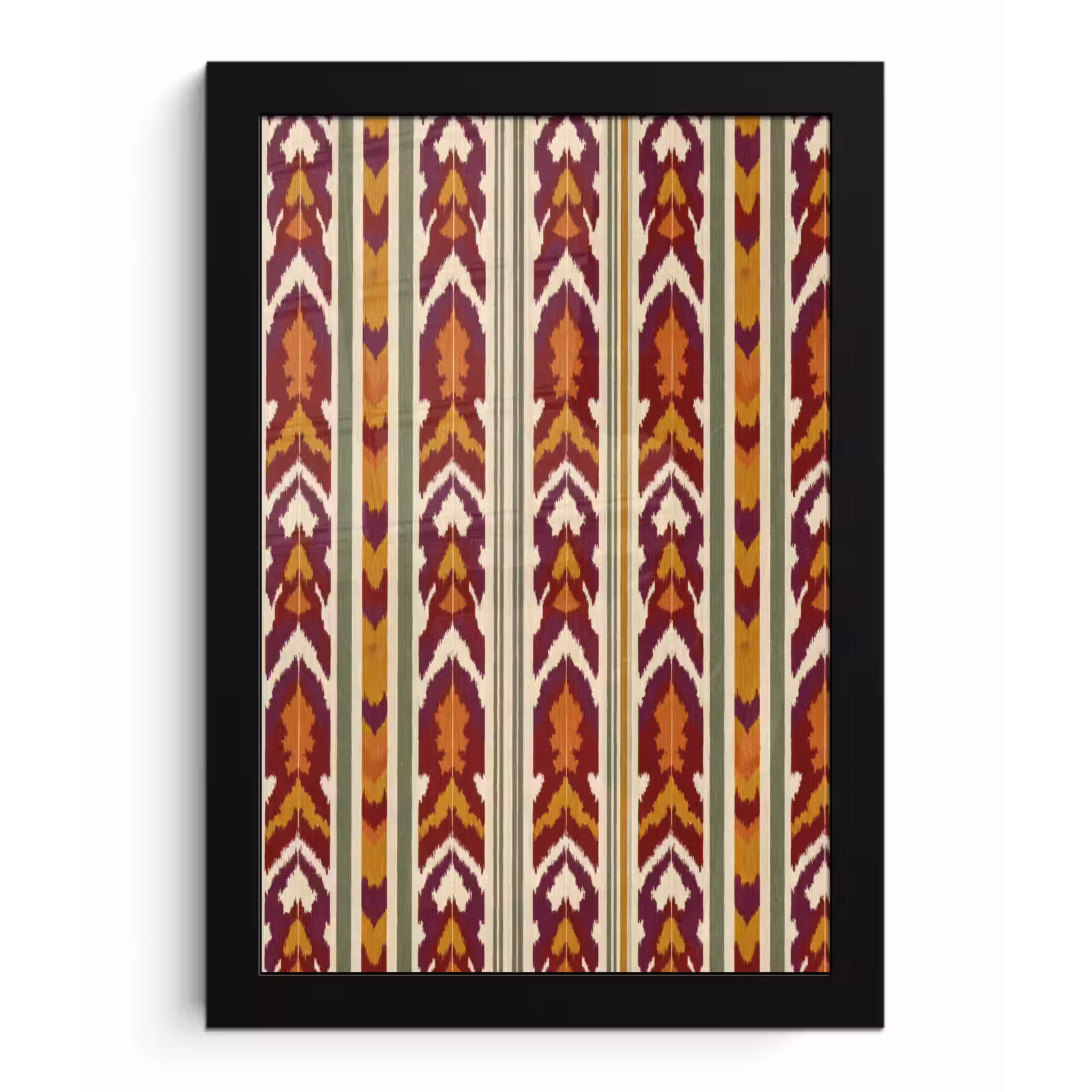 Poster met lijst - Ikat - Bordeauxrood - Etnisch - Patroon — 1