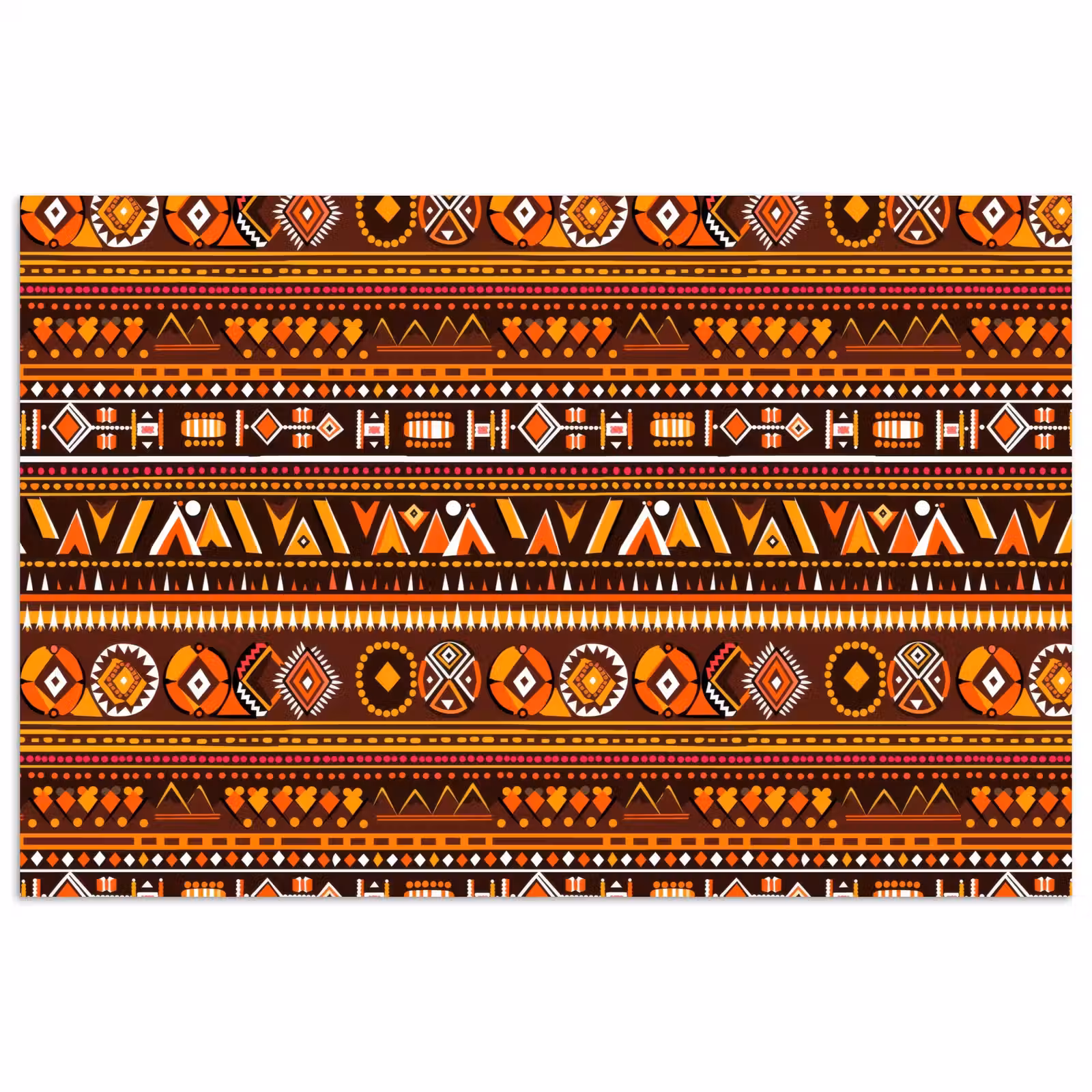 Poster - Oranje - Etnisch - Tribaal - Geometrisch - Patroon — 1