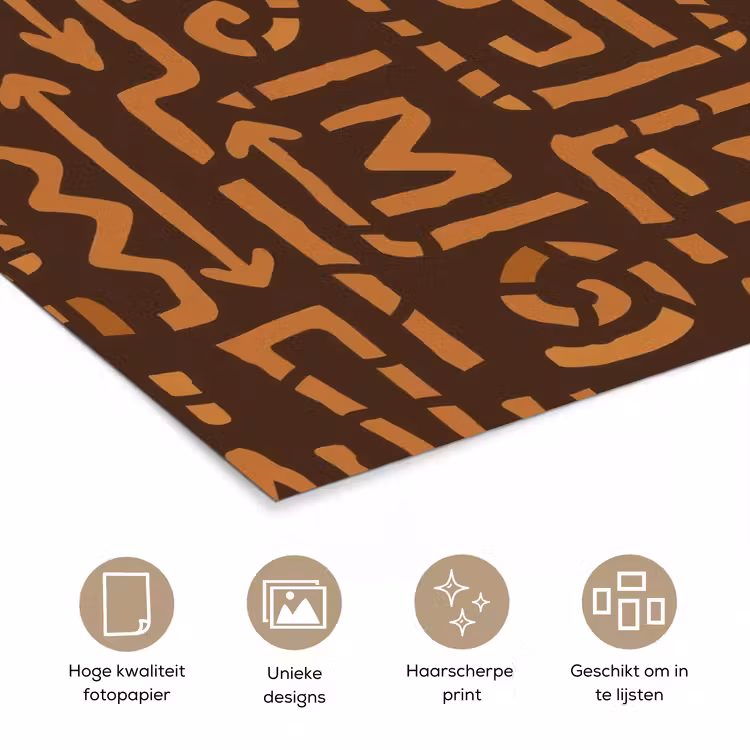Poster - Chocoladebruin - Etnisch - Tribaal - Symbolen — 5