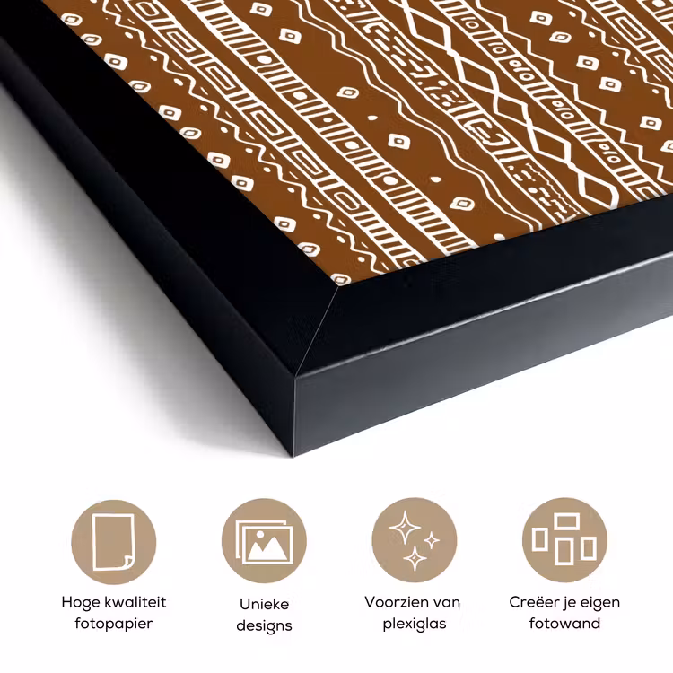 Poster met lijst - Chocoladebruin - Etnisch - Tribaal - Patroon — 6
