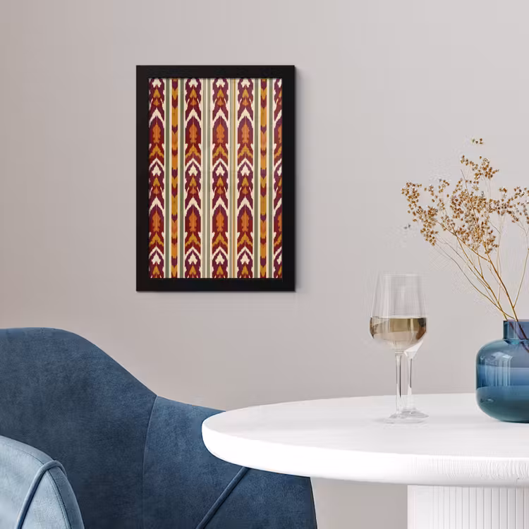 Poster met lijst - Ikat - Bordeauxrood - Etnisch - Patroon — 4