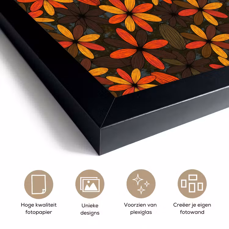 Poster met lijst - Oranje - Retro - Bloemen - Herfst — 6