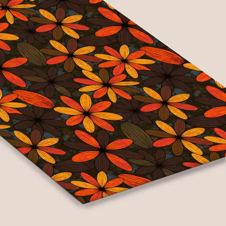 Poster met lijst - Oranje - Retro - Bloemen - Herfst — 7