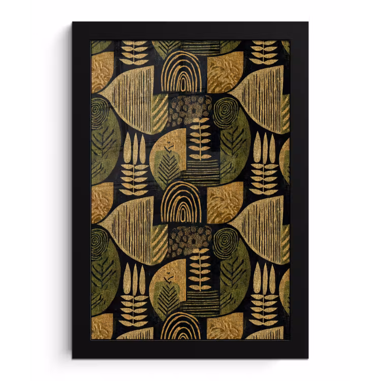 Poster met lijst - Zwart - Okergeel - Botanisch - Textuur — 1