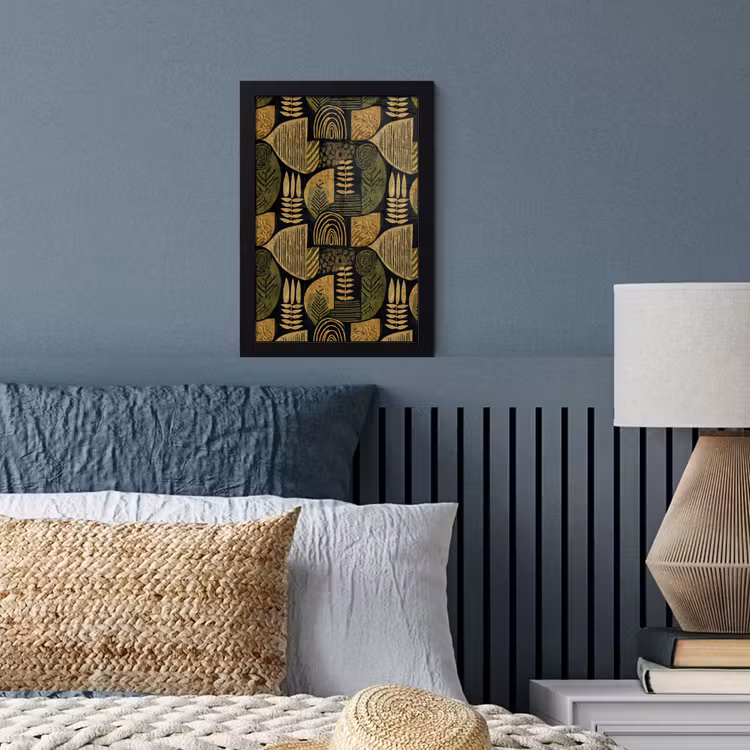 Poster met lijst - Zwart - Okergeel - Botanisch - Textuur — 3