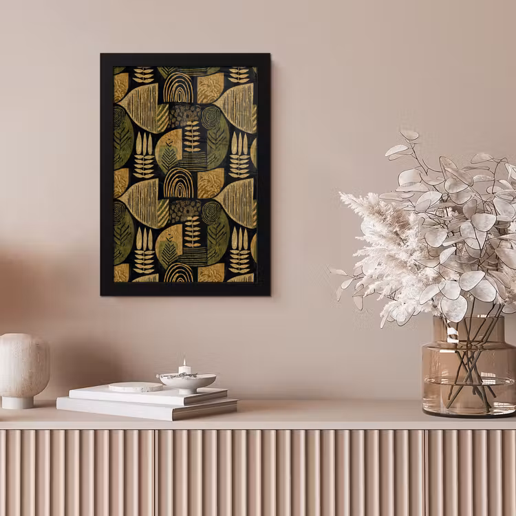 Poster met lijst - Zwart - Okergeel - Botanisch - Textuur — 5