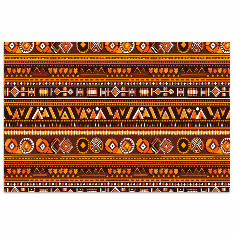 Poster - Oranje - Etnisch - Tribaal - Geometrisch - Patroon — 1