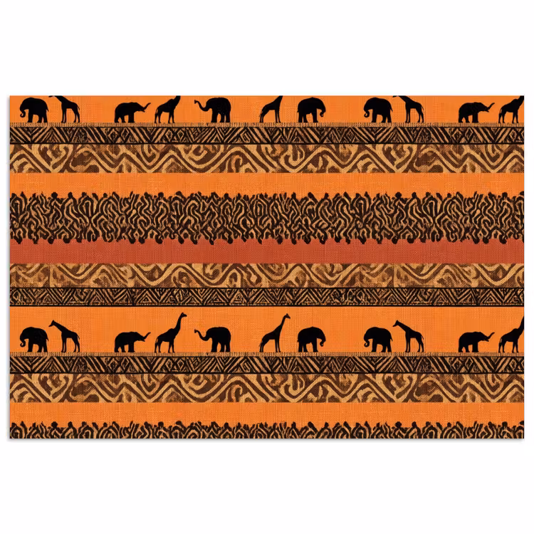 Poster - Oranje - Safari - Afrikaans - Dieren - Patroon — 1