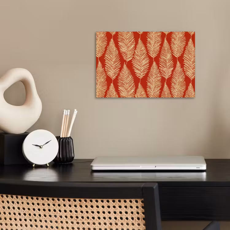 Poster - Rood - Botanisch - Varen - Patroon — 2