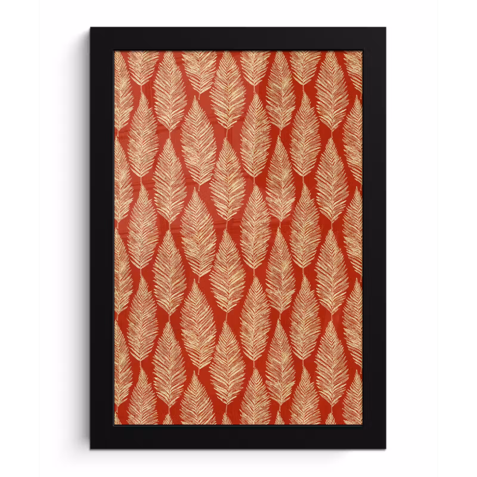 Poster met lijst - Rood - Botanisch - Varen - Patroon — 1