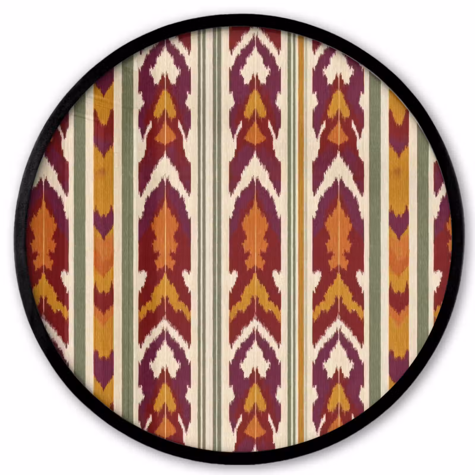 Ronde fotolijst - Ikat - Bordeauxrood - Etnisch - Patroon — 1