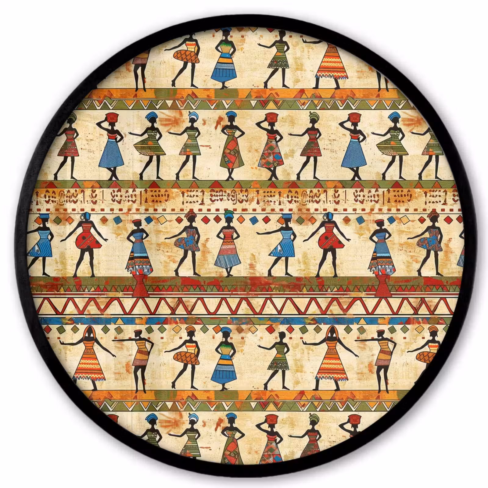 Ronde fotolijst - Kleurrijk - Afrikaans - Etnisch - Dansende Vrouwen - Patroon — 1
