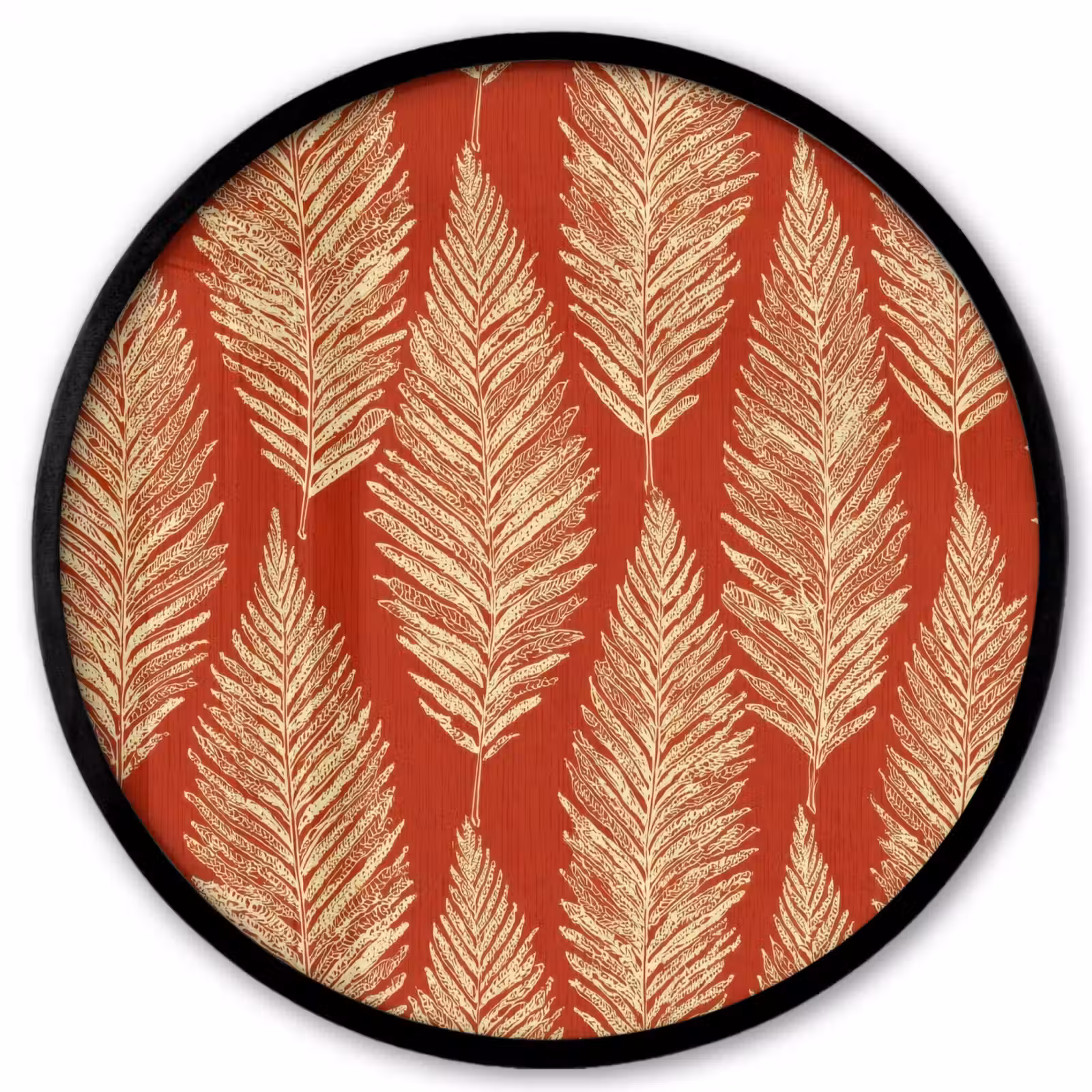 Ronde fotolijst - Rood - Botanisch - Varen - Patroon — 1
