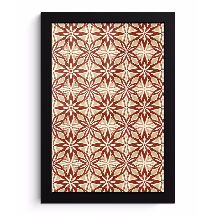 Poster met lijst - Bordeauxrood - Geometrisch - Tegel - Patroon — 1