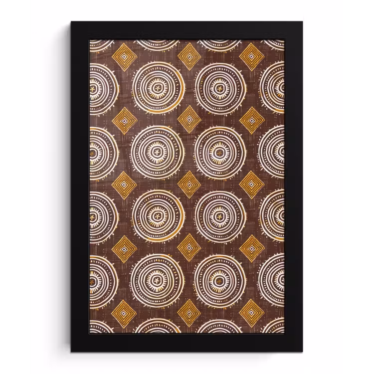 Poster met lijst - Chocoladebruin - Etnisch - Tribaal - Cirkels - Patroon — 1