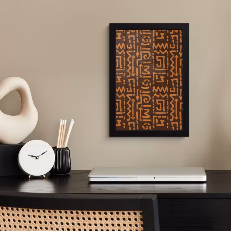 Poster met lijst - Chocoladebruin - Etnisch - Tribaal - Symbolen — 2