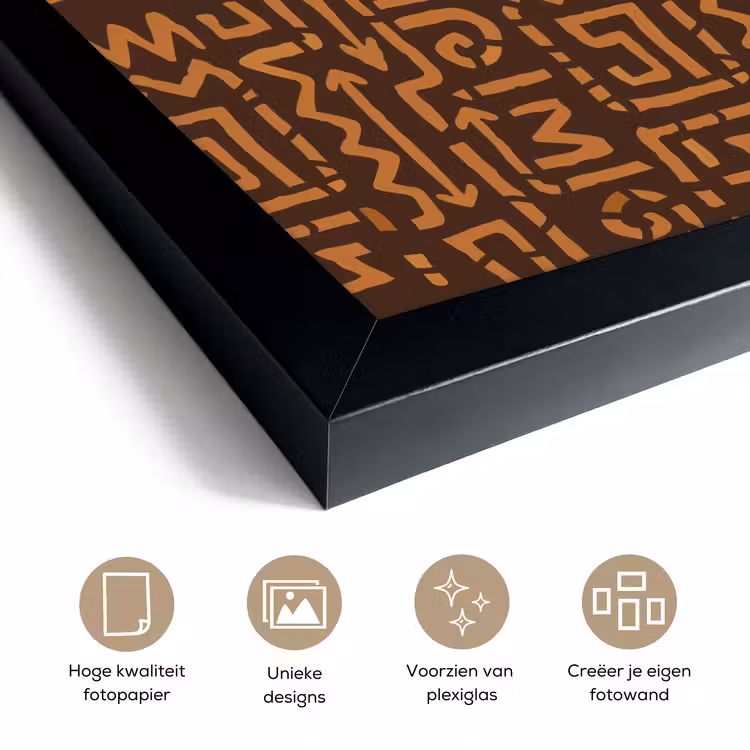 Poster met lijst - Chocoladebruin - Etnisch - Tribaal - Symbolen — 6