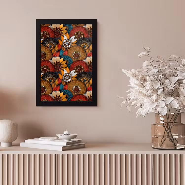 Poster met lijst - Kleurrijk - Aboriginal - Dot Painting - Botanisch - Patroon — 5