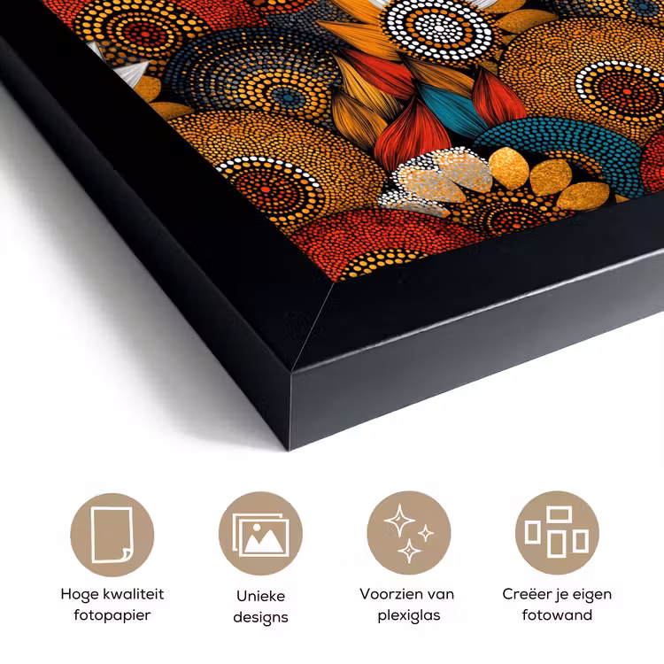Poster met lijst - Kleurrijk - Aboriginal - Dot Painting - Botanisch - Patroon — 6
