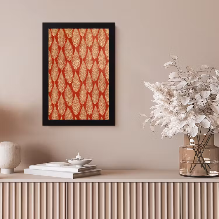 Poster met lijst - Rood - Botanisch - Varen - Patroon — 5