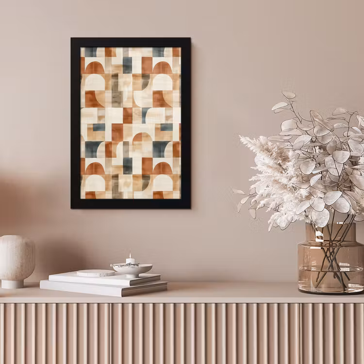 Poster met lijst - Terracotta - Geometrisch - Aquarel - Textuur — 5