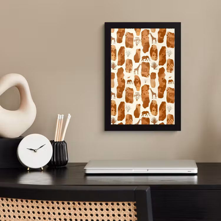 Poster met lijst - Terracotta - Safari - Dieren - Patroon — 2