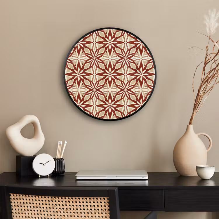 Ronde fotolijst - Bordeauxrood - Geometrisch - Tegel - Patroon — 3