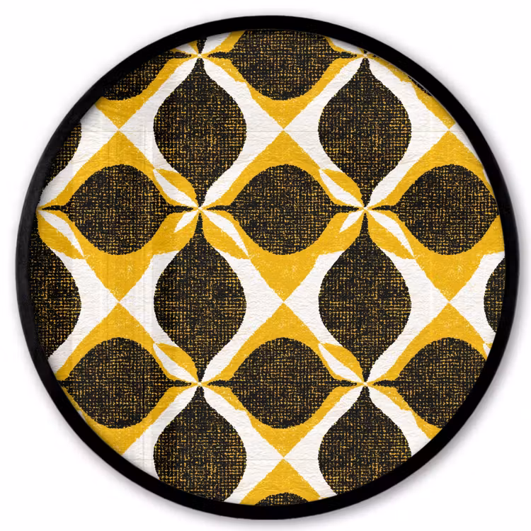 Ronde fotolijst - Geel - Zwart - Geometrisch - Retro - Textuur — 1