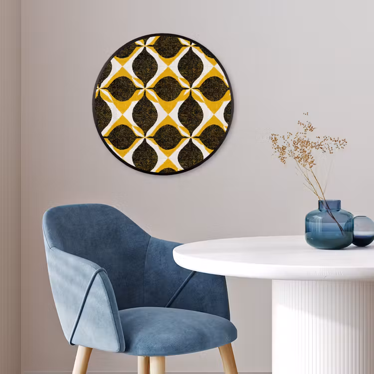 Ronde fotolijst - Geel - Zwart - Geometrisch - Retro - Textuur — 4