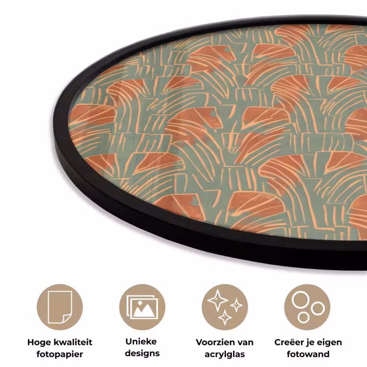 Ronde fotolijst - Groen - Terracotta - Deco - Waaiers — 2