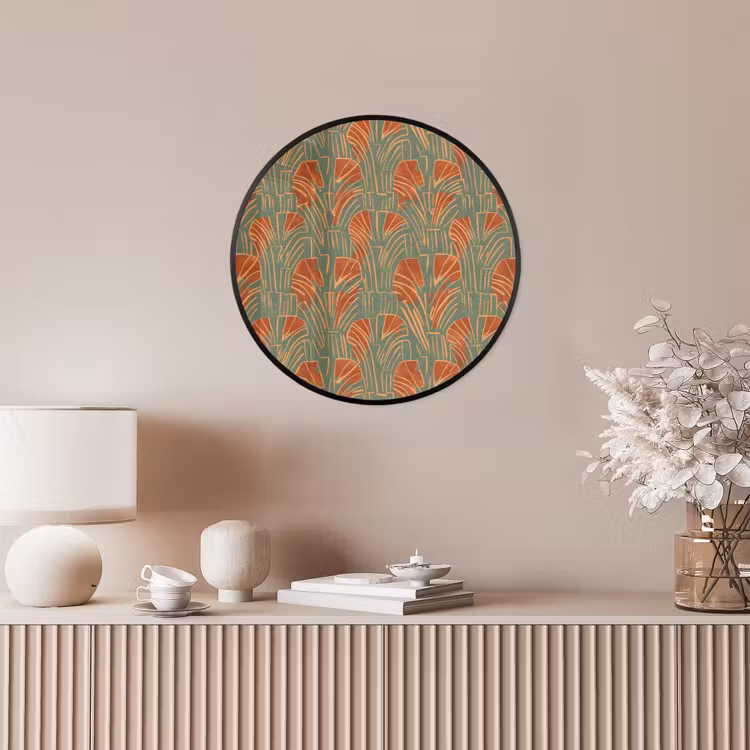 Ronde fotolijst - Groen - Terracotta - Deco - Waaiers — 5