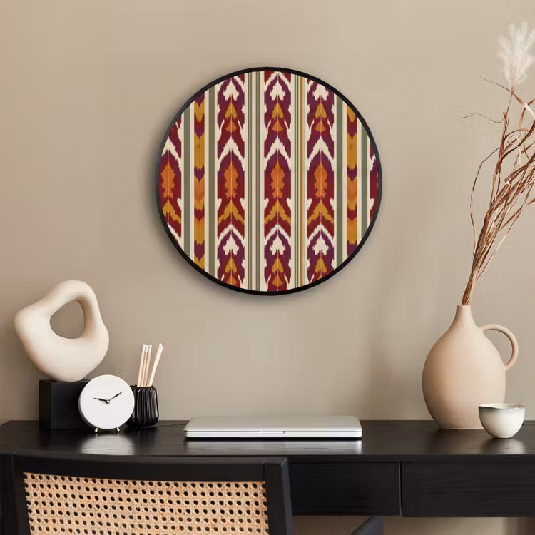 Ronde fotolijst - Ikat - Bordeauxrood - Etnisch - Patroon — 3