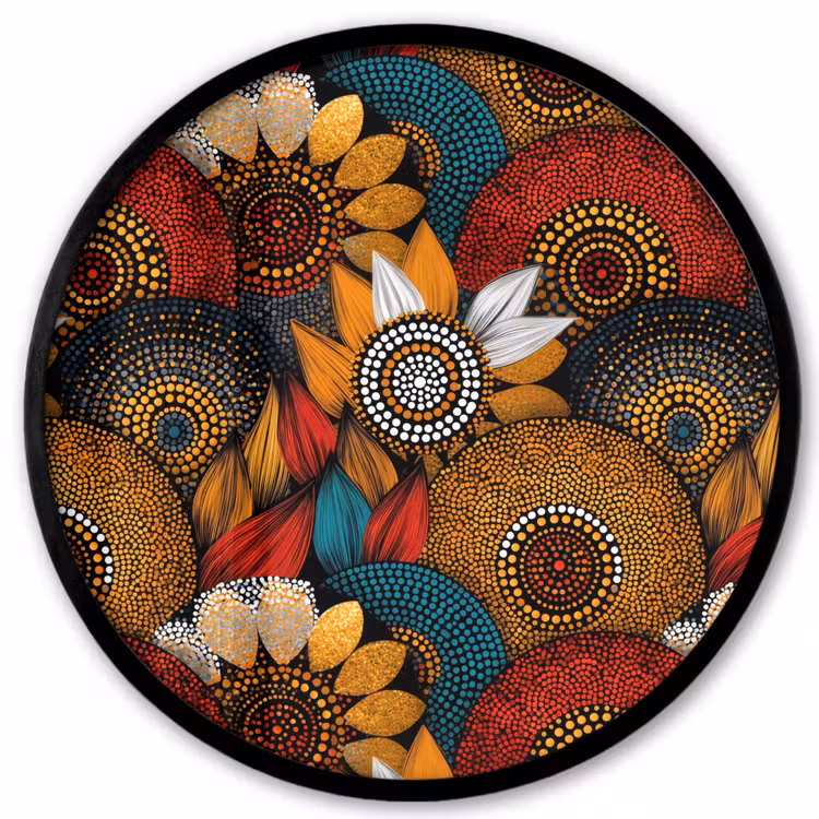 Ronde fotolijst - Kleurrijk - Aboriginal - Dot Painting - Botanisch - Patroon — 1