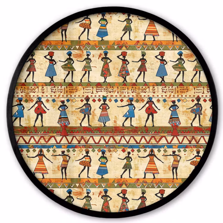 Ronde fotolijst - Kleurrijk - Afrikaans - Etnisch - Dansende Vrouwen - Patroon — 1