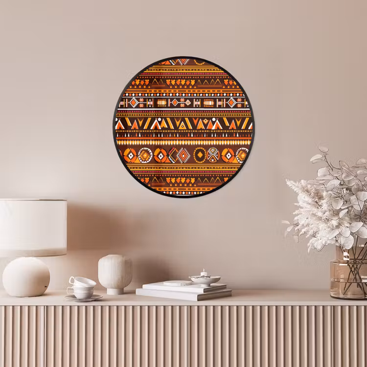 Ronde fotolijst - Oranje - Etnisch - Tribaal - Geometrisch - Patroon — 5