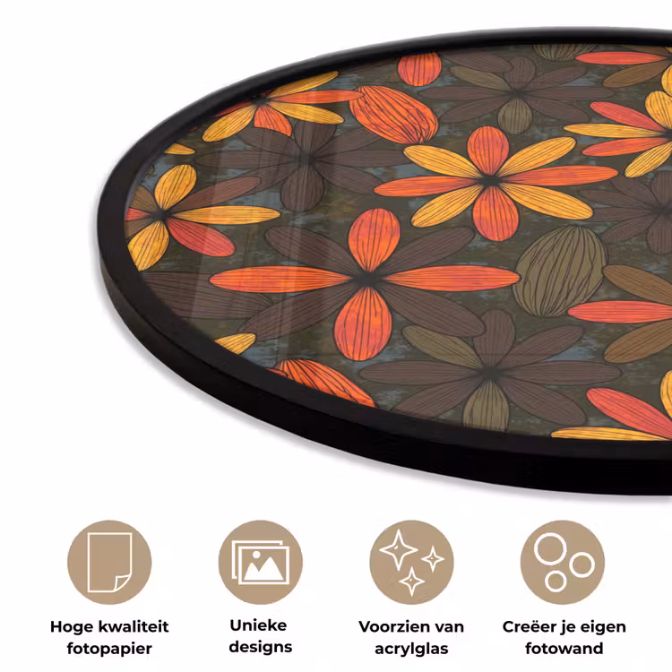 Ronde fotolijst - Oranje - Retro - Bloemen - Herfst — 2