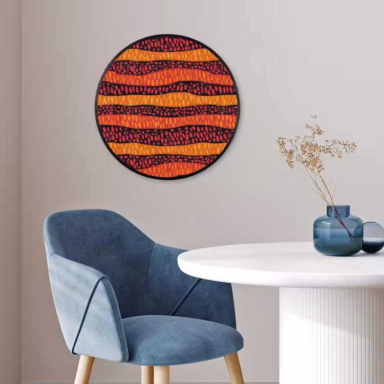 Ronde fotolijst - Oranje - Roze - Expressief - Patroon — 4