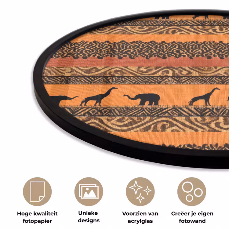 Ronde fotolijst - Oranje - Safari - Afrikaans - Dieren - Patroon — 2