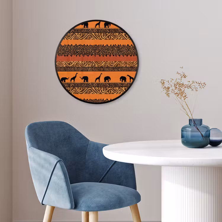 Ronde fotolijst - Oranje - Safari - Afrikaans - Dieren - Patroon — 4