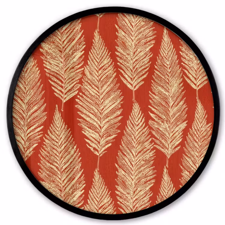 Ronde fotolijst - Rood - Botanisch - Varen - Patroon — 1