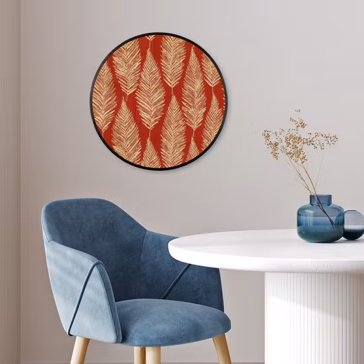 Ronde fotolijst - Rood - Botanisch - Varen - Patroon — 4