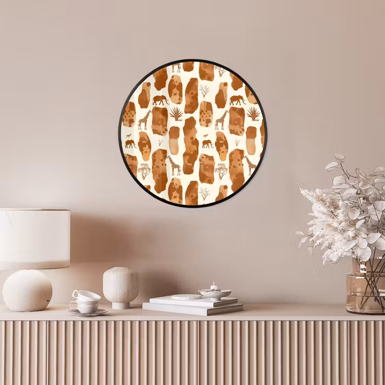 Ronde fotolijst - Terracotta - Safari - Dieren - Patroon — 5