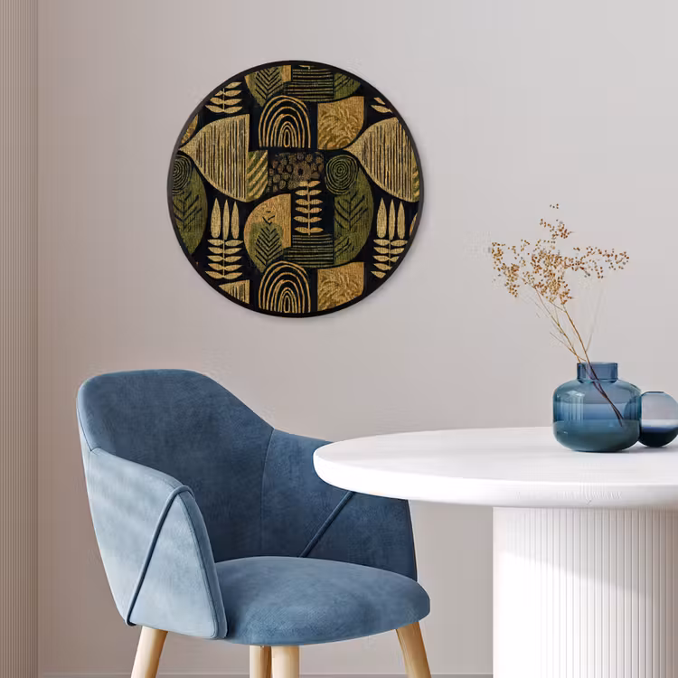 Ronde fotolijst - Zwart - Okergeel - Botanisch - Textuur — 4