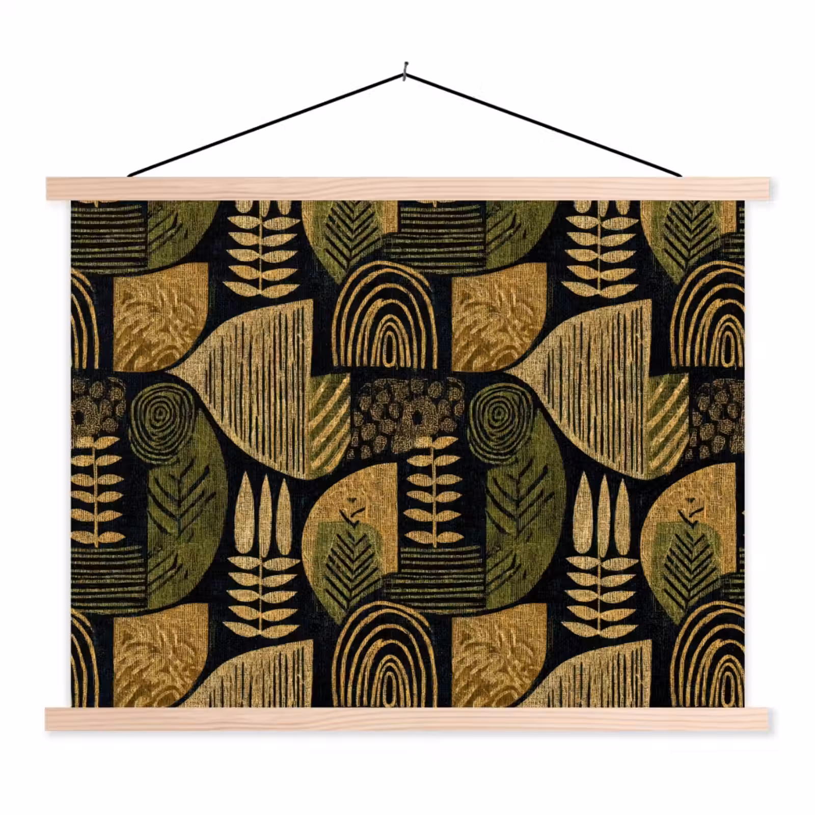 Schoolplaat - Zwart - Okergeel - Botanisch - Textuur — 1