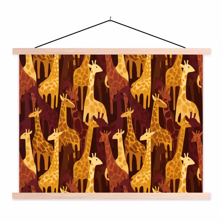 Schoolplaat - Bruin - Giraffen - Safari - Patroon — 1