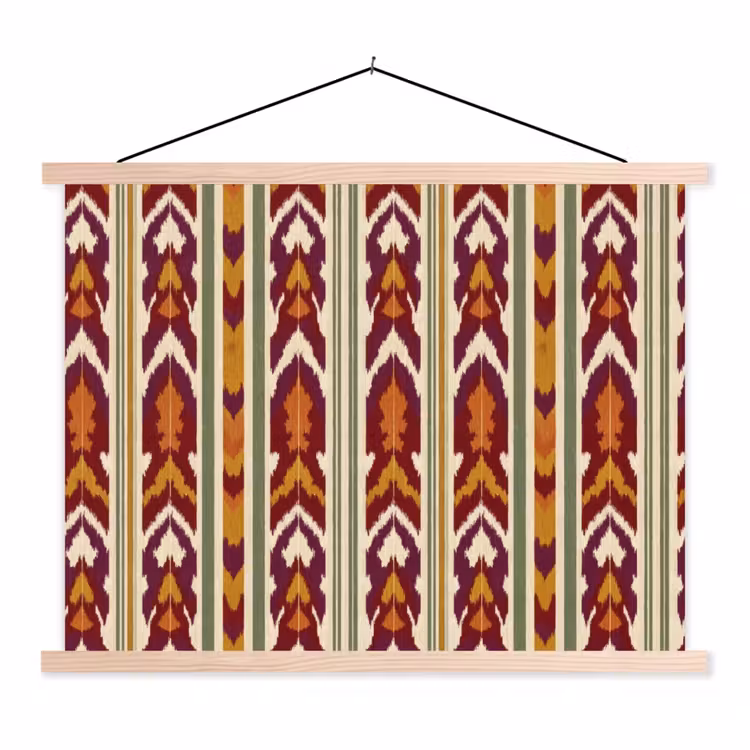 Schoolplaat - Ikat - Bordeauxrood - Etnisch - Patroon — 1